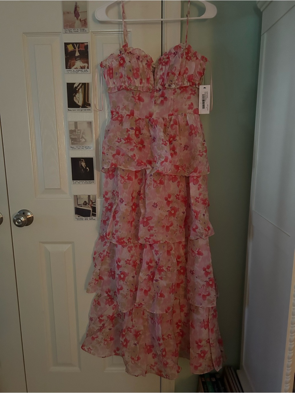 South Moon Under Astr Vonnessa Pink Floral Tiered Ruffle Maxi Dress